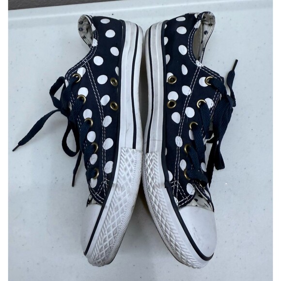 Converse Size 4 All-Star Navy White Polka Dots Canvas Sneakers Shoes Unisex - Picture 7 of 8